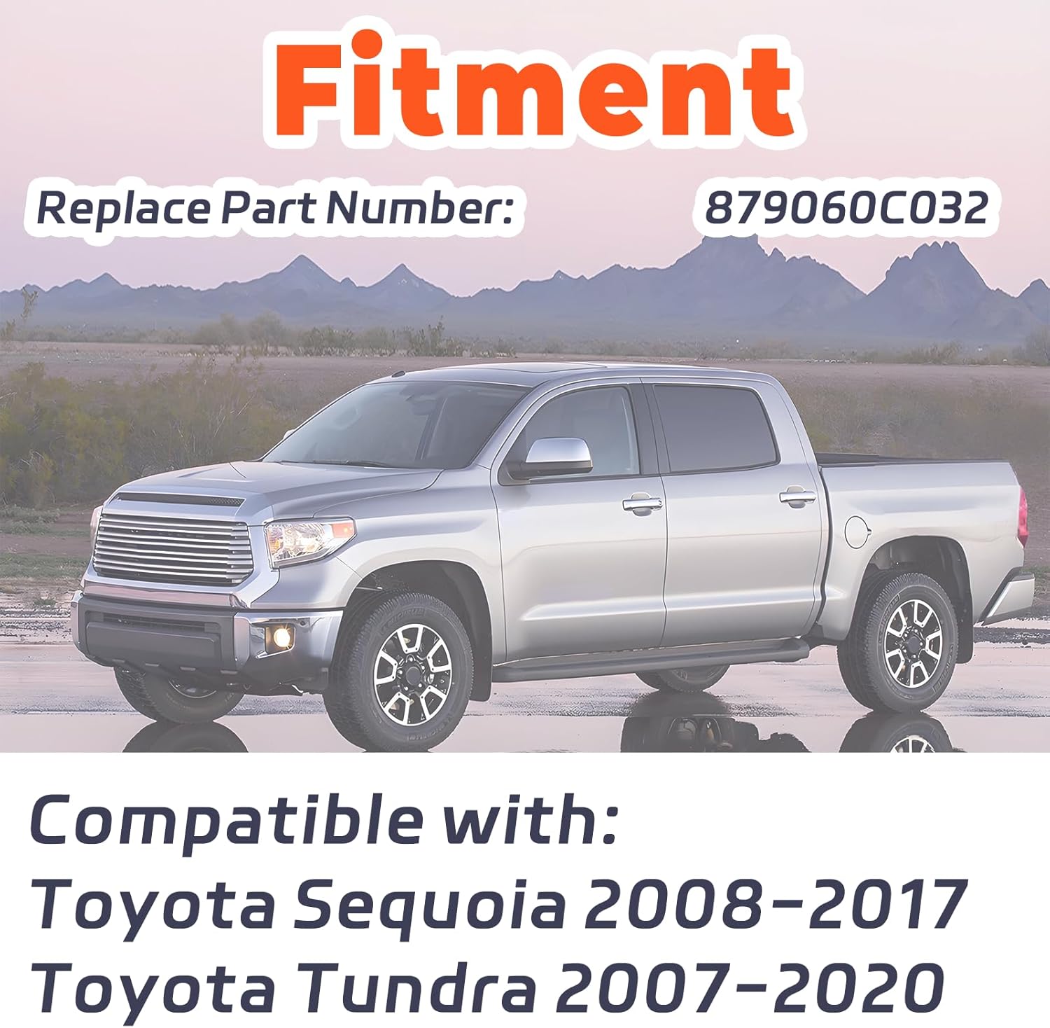 Driver Left Side Mirror Fit For Toyota Tundra 2007-2020 For Toyota Sequoia 2008-2017 - Heated Power Adjustable & LED Signal Light OEM Fit Replace 879060C032