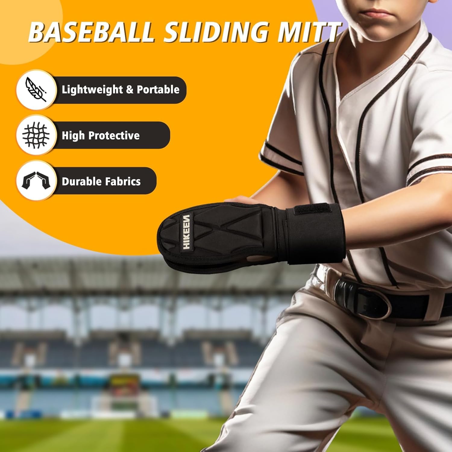 Hikeen Guanto Scorrevole da Baseball, per Giocatore di Baseball e Softball, Guanti da Baseball con Cinturino Elastico Regolabile, Universale per Mano Destra o Sinistra, per Giovani