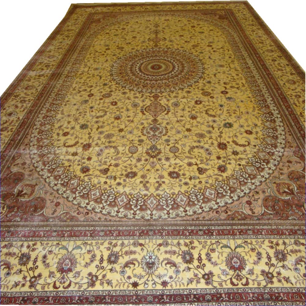 12ft by 18ft Pure Silk Handmade Turkish Design Carpet for Hotel Lobby and Reception Hall Art Rugs