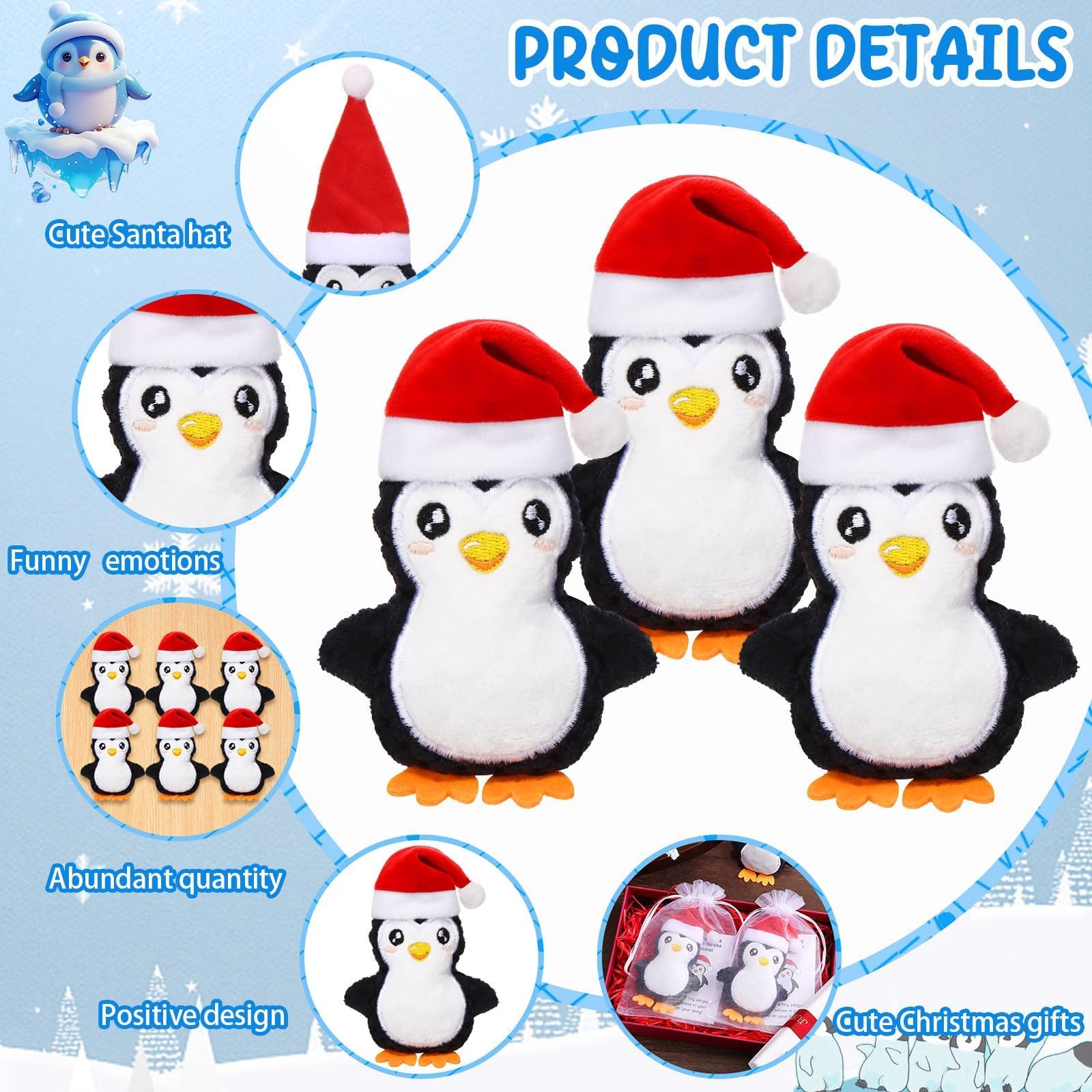 12 Sets Christmas Mini Penguin Gifts Set Christmas Inspirational Gifts Emotional Positive Support Appreciation Penguin Animals Employee Appreciation Gift Cute Emotional Gift for Staff Worker - Image 3
