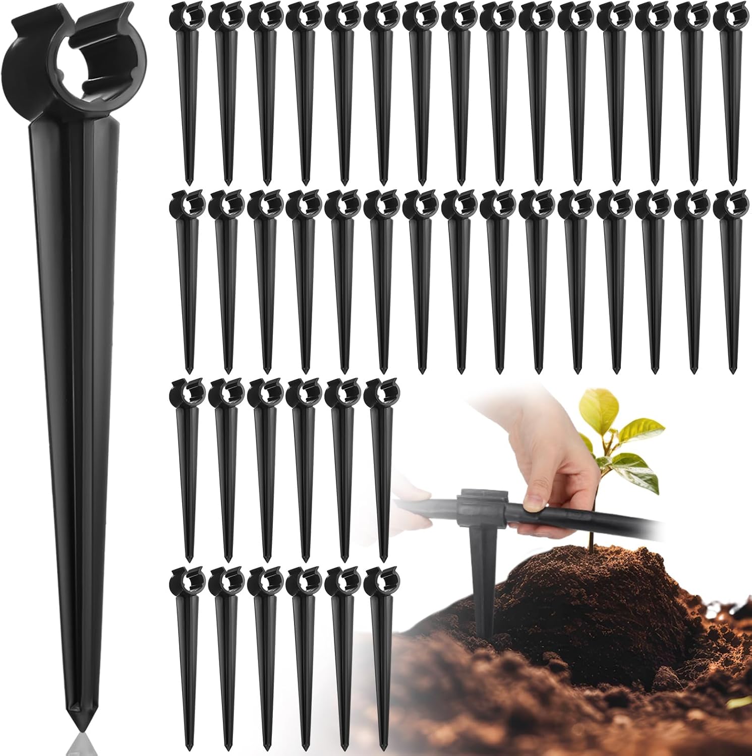 50 Pcs Irrigation Drip Support Stakes 1/2 Inch Tubing Hose Holder, Pipe Universal Drip Lines Tubing Hose for Gardening Patio Lawn Irrigation Growing 50 1/2 Inch