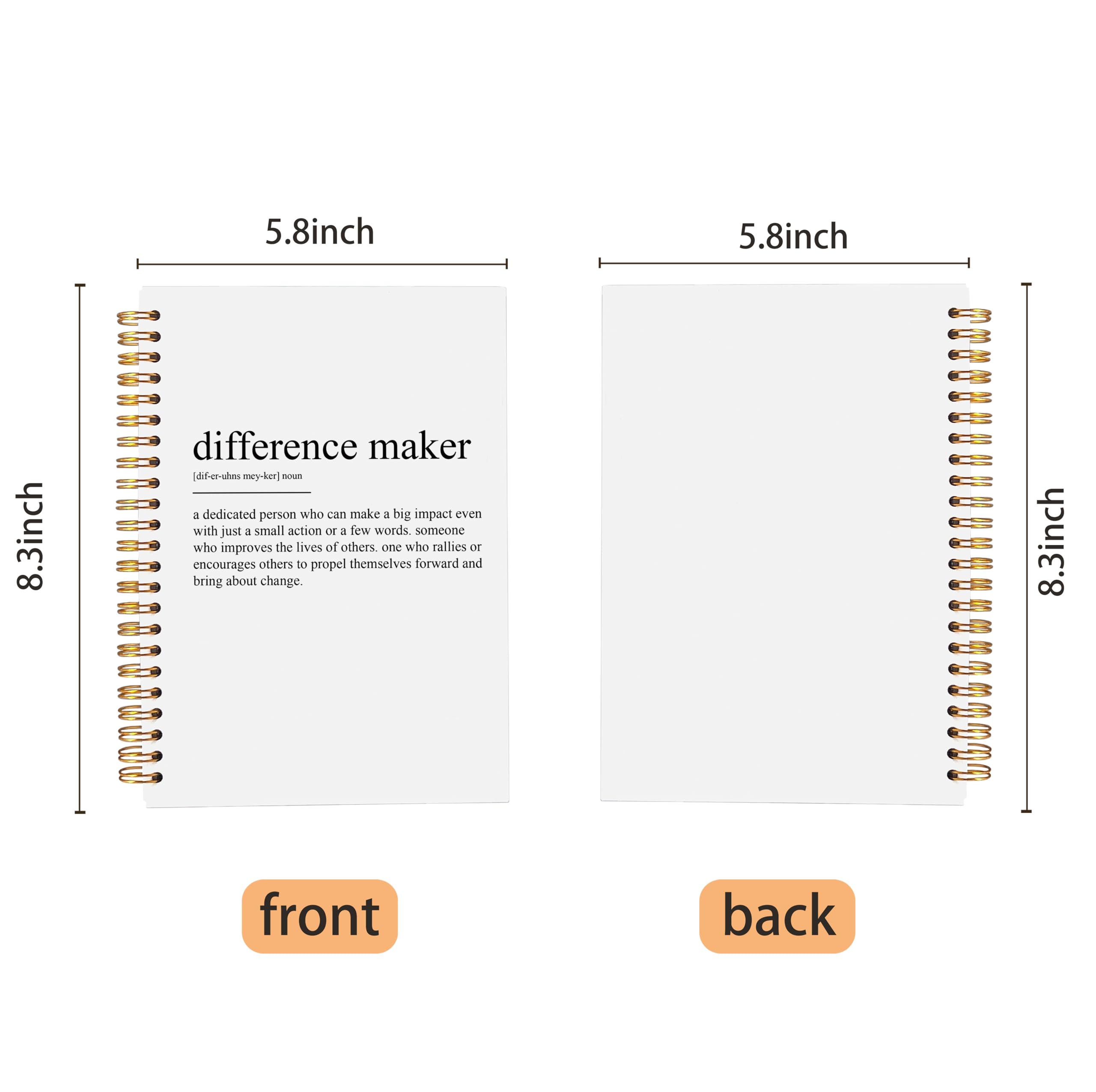 Difference Maker Spiral Notebook - Employee Appreciation Gifts 5.5x8.3 164 Pages