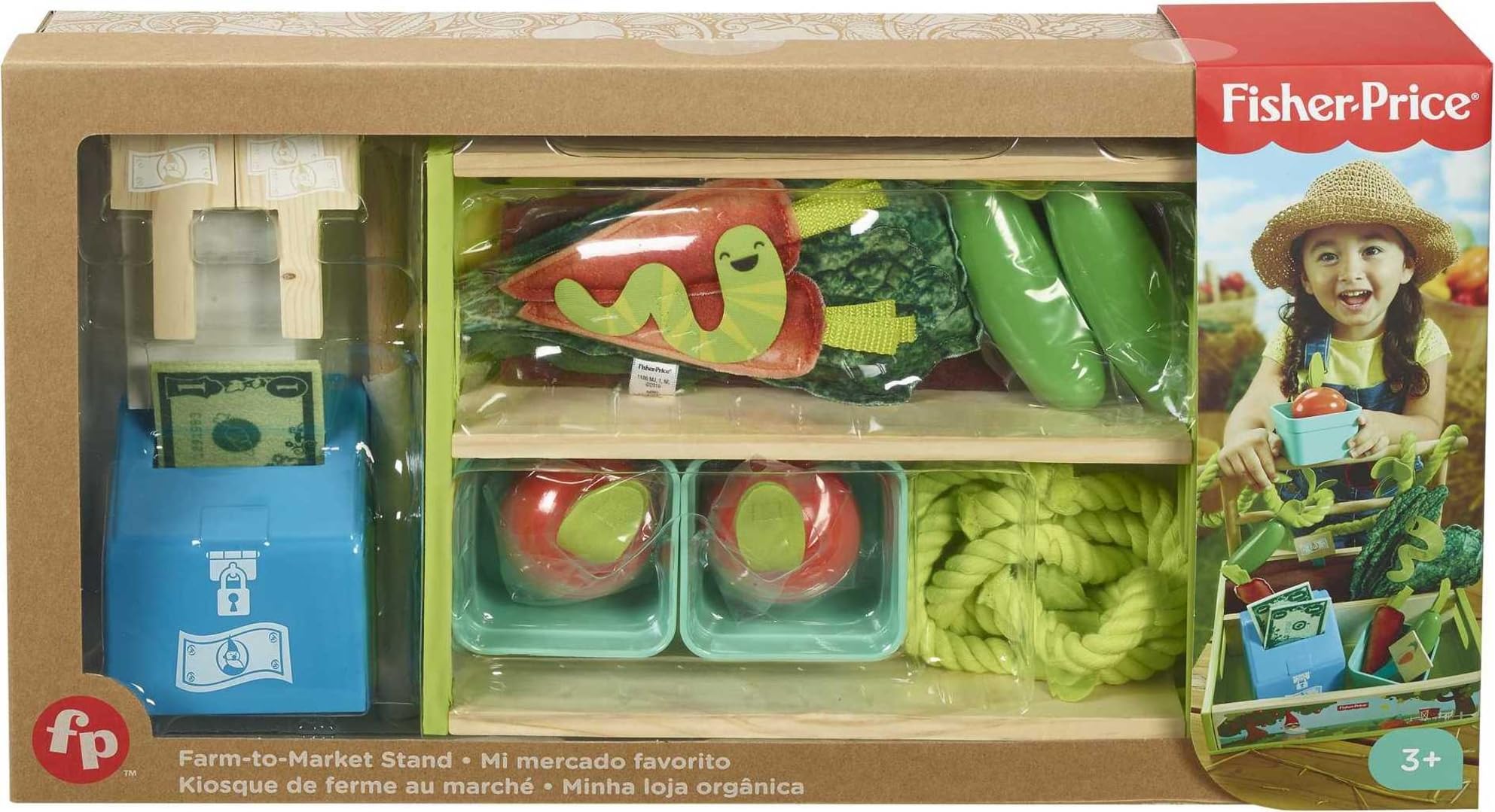 Fisher-Price GGT62 – stoisko targowe, drewniane zabawki dla dzieci od 3 lat