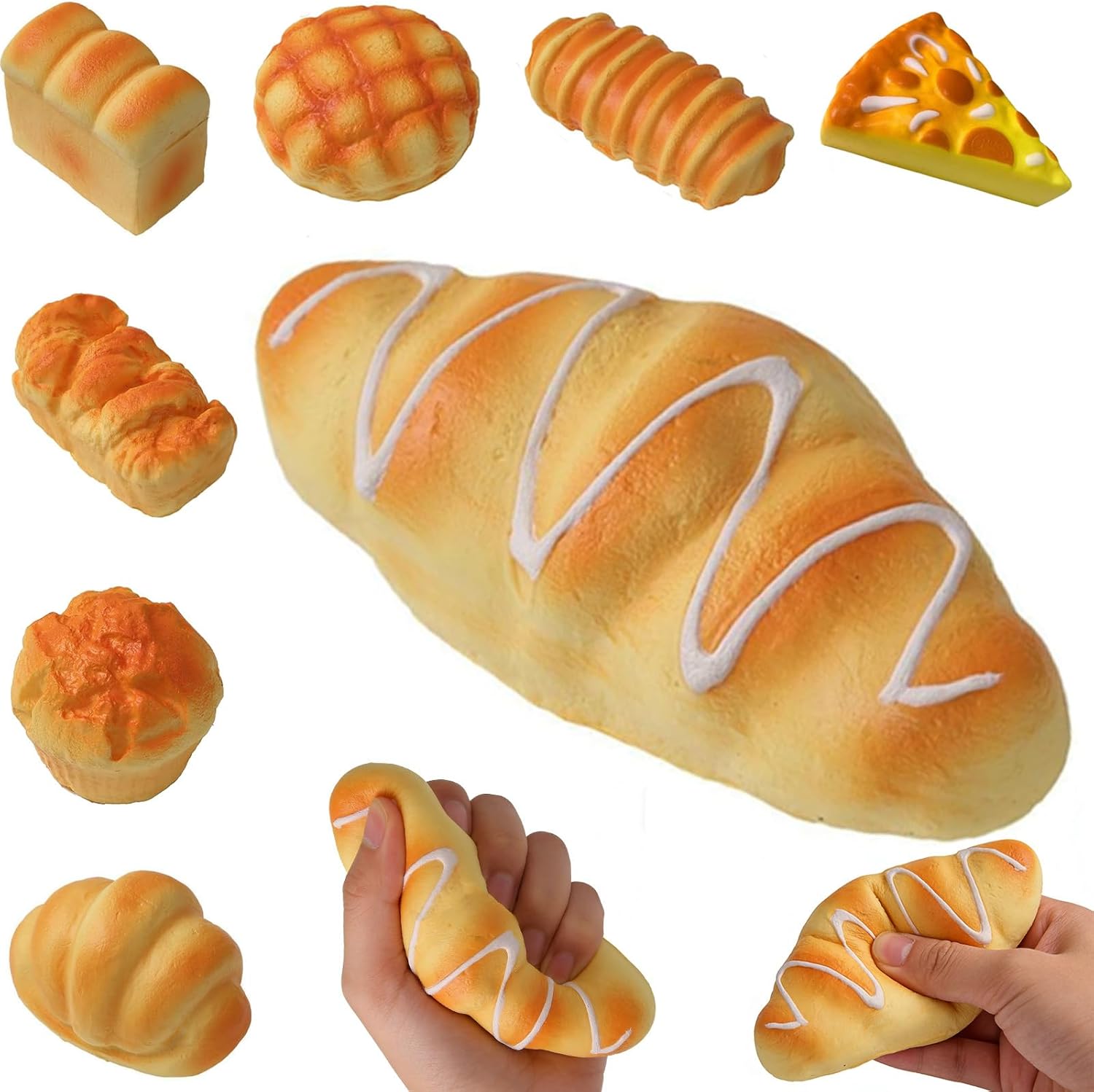 2026 New Slow Rising Squishy Bread Squeeze Toy Fidget Sensory Toy Soft & Stretchy Fidget Toys for Anxiety Relief Party Favors (Croissant)