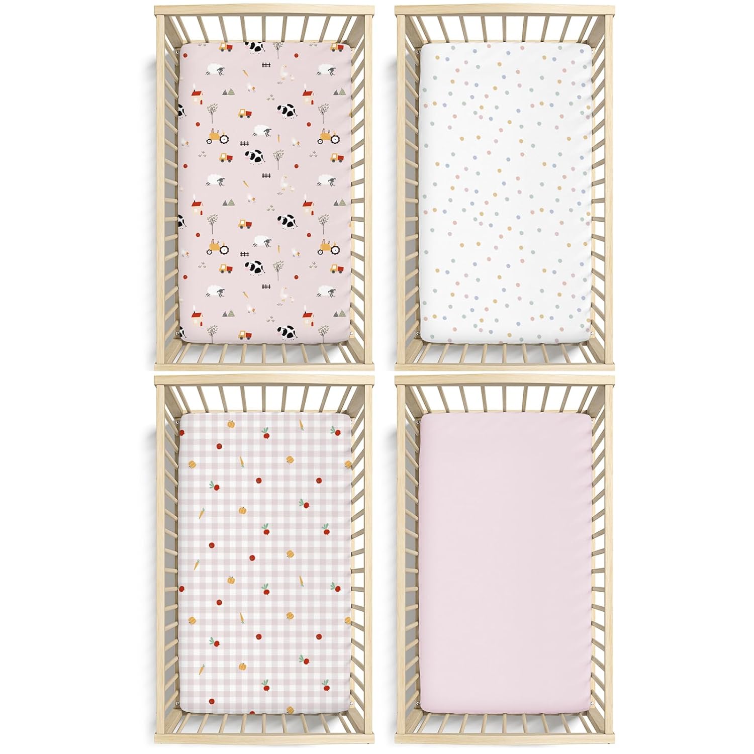 Plushii 4 Pack Fitted Crib Sheets for Baby Girls, 28"x 52" Extra Soft Microfiber Crib Sheet Set for Standard Crib & Toddler Mattress Pad,Pink Sheep - Image 6