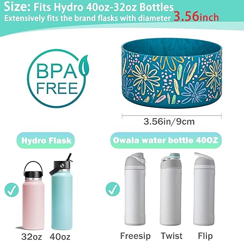 Miniatura 2 de Funda protectora de silicona de 32 onzas, 40 onzas, botella de agua de boca ancha para Hydro Flask, Simple Modern, Takeya, MIRA, Iron Flask y Owala,