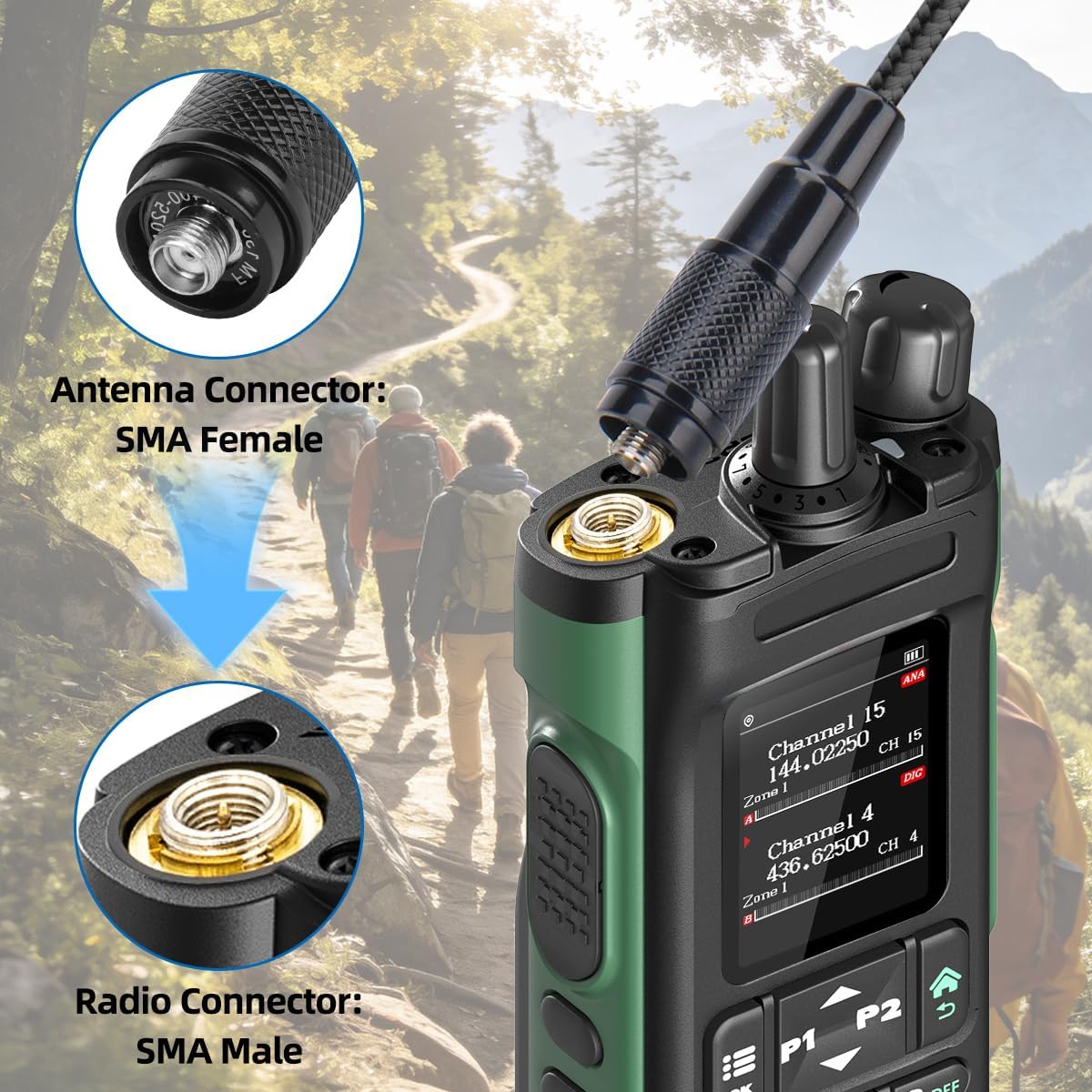 ABBREE Ham Radio UV-5R Mini DM32 Antenna 32CM/12.6inch Long Range SMA-Female VHF/UHF 144/430MHz Foldable Tactical Gooseneck Antenna Whip for Baofeng BF-F8H PRO,5RM,K5PLUS,AR-152,UV32 Accessories image 3