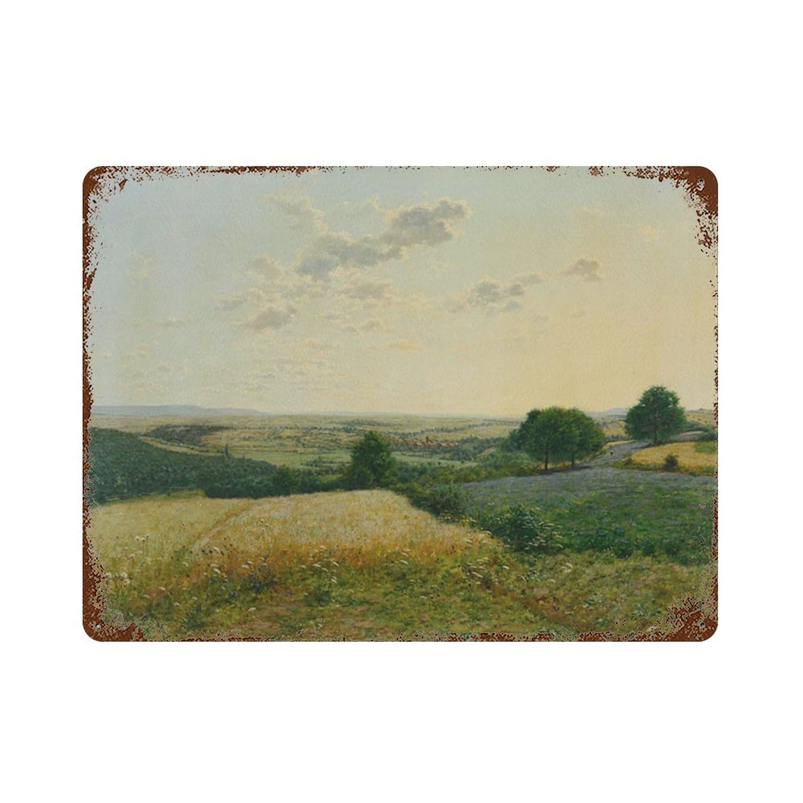 xiaoxiaoshen Summer Wheat Field Landscape, Vintage Oil Painting Wall Decor Art Metal Tin Poster Modern Home Decor Art Home Bar Shop Decorations Vintage Sign 30x40cm