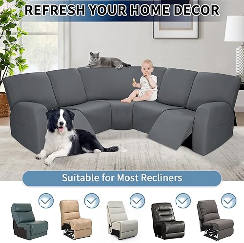 Miniatura 4 de PureFit Funda de asiento adicional para sofá reclinable, fundas súper elásticas para sillón reclinable grande, fundas de sofá reclinable, protector