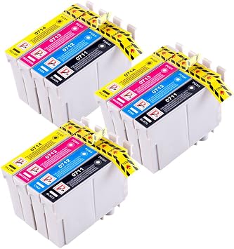 PerfectPrint - 12 Tinta Compatible Cartucho Reemplace T0711 T0712 T0713  T0714 para Epson D78 D92 DX4000 DX4050