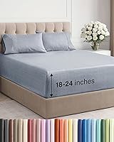 Vista 83 de Juego de sábanas Queen de bolsillo extra profundo, sábanas transpirables y refrescantes de 4 piezas, juego de sábanas de lujo de hotel, ultra suave