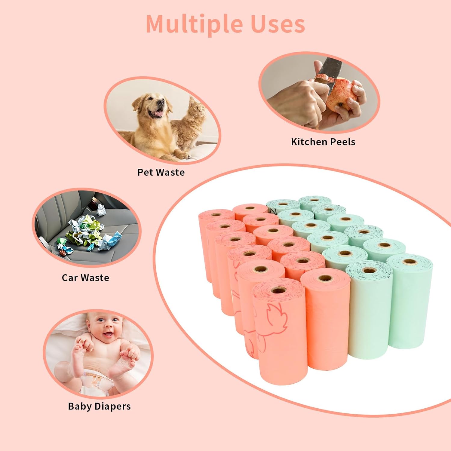 Compostable Dog Poop Bags, 360 Count (24 Rolls) – Leak-Proof, Extra Thick, Unscented Dog Waste Bags, Eco-Friendly, Fits All Dispensers