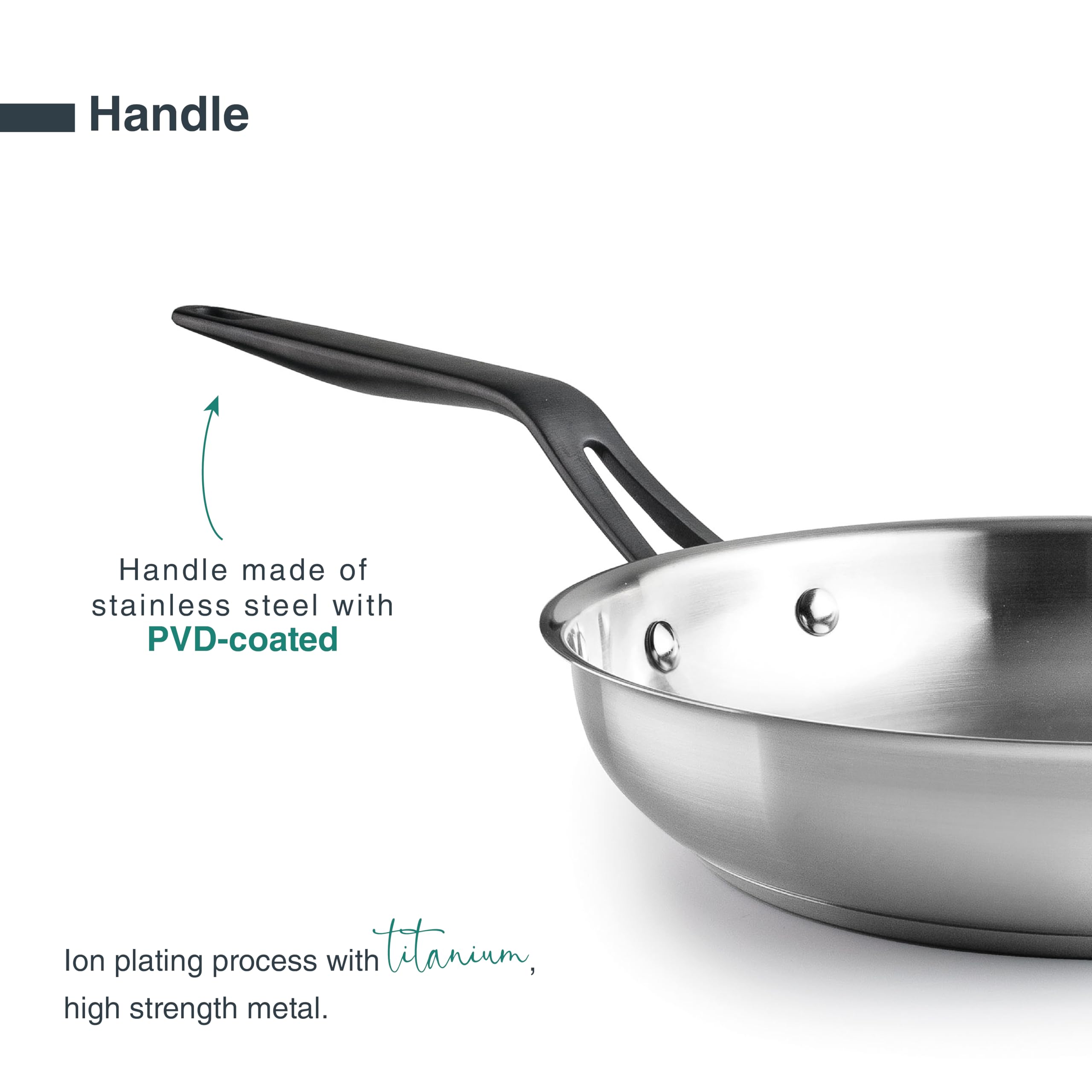 LACOR - 47326 - Poêle Origin, 26 cm, Acier Inoxydable 18/10, Surface Sans Revêtement Antiadhésif pour Cuisson Traditionnelle, Compatible Induction et Lave-Vaisselle, Haute Durabilité