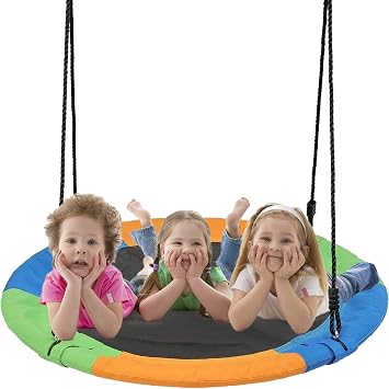 Saucer Swing for Kids Outdoor, 40 Inch Tree Swing 600LB Weight Capacity Waterproof 900D Oxford Fabric for Backyard Playground Round Swing, Heavy Duty Circle Swing, Disc Swing 3 Colors