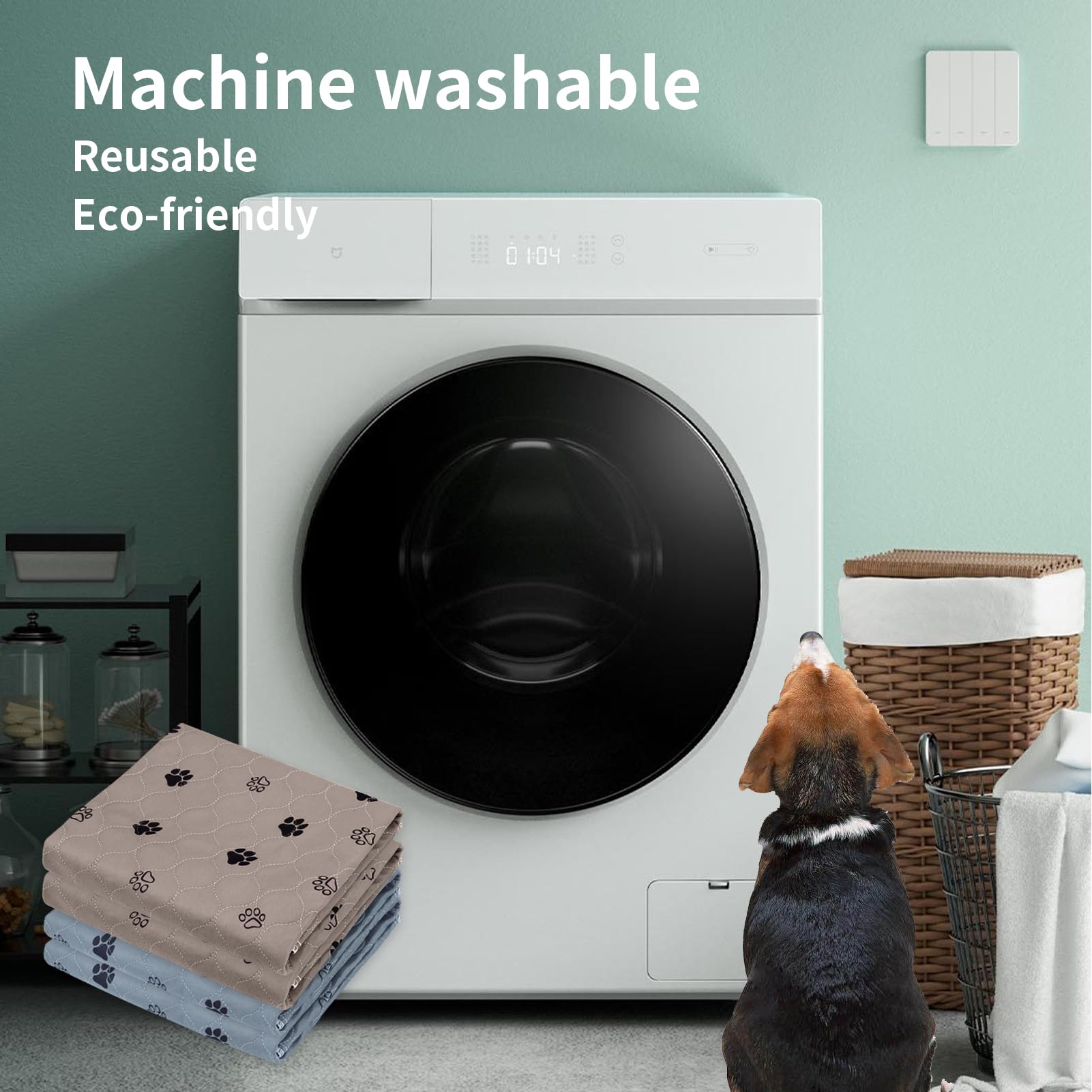2 Stück 90*120cm Welpenunterlagen Waschbar, Wiederverwendbare Trainingsunterlagen für Hunde, rutschfeste und Saugfähige PIPI Pads für Meerschweinchen, Hunde, Katzen und Kaninchen, Hundepfoten-Muster