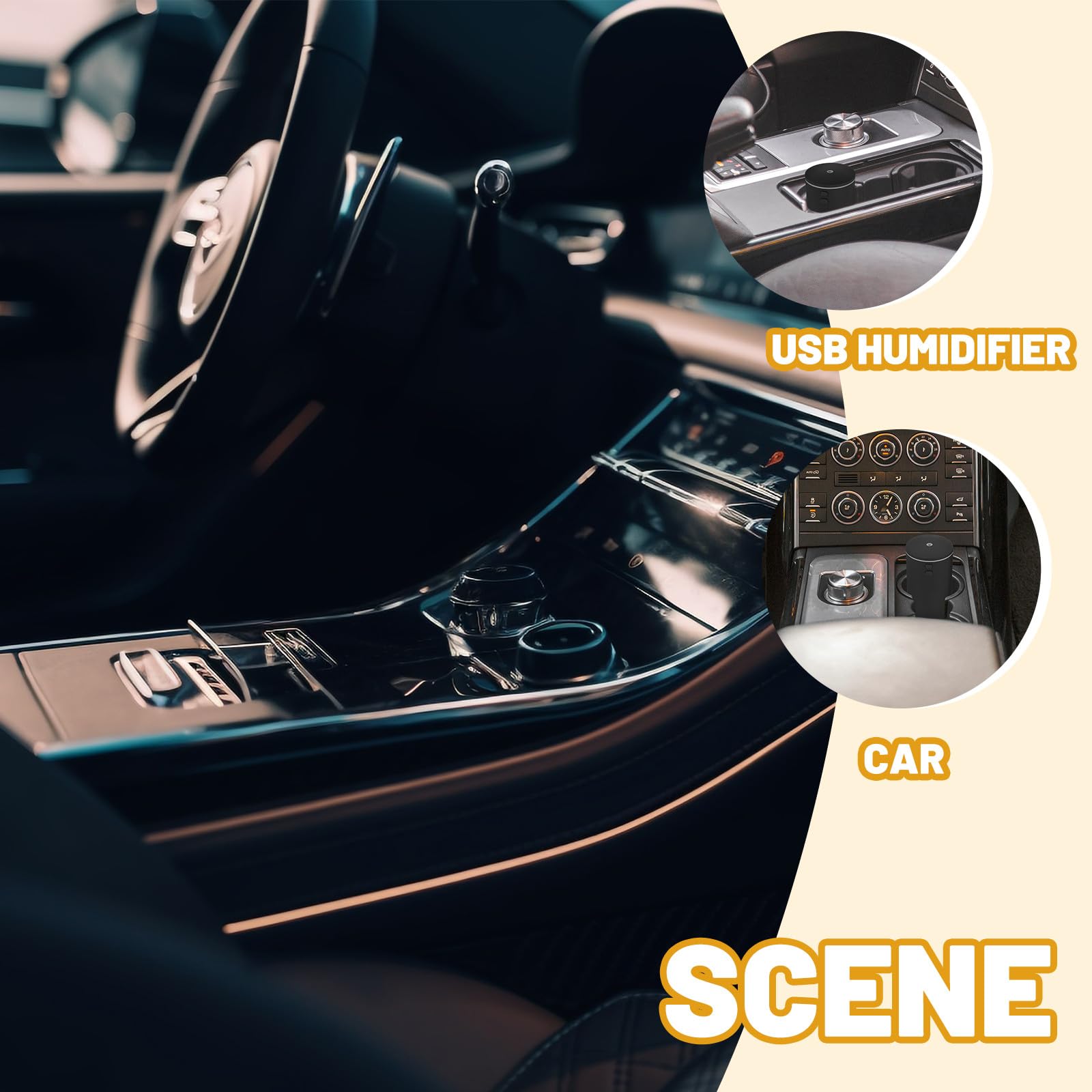 KICHOUSE Mini Umidificatore USB per Auto e Casa Umidificatore ad Aria Fredda Portatile Luce Notturna Silenzioso per Pelle Idratata e Spazio Fresco