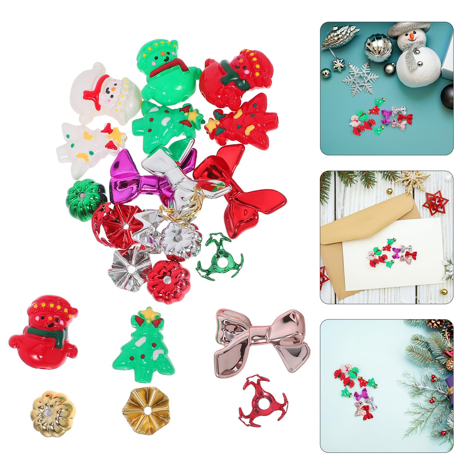 Beaupretty 120 Piezas Cuentas Navideñas Pintadas a Mano para Pulseras y