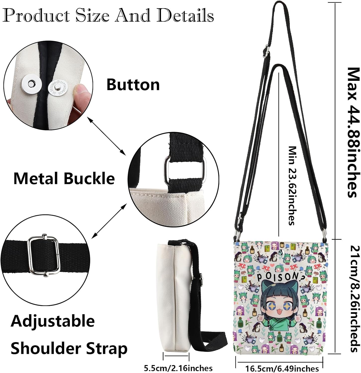 G2TUP Anime Inspired Crossbody Bag Mao & Jinshi Gifts Poison Lover Gifts Anime Apothecary Shoulder Bag - Image 4