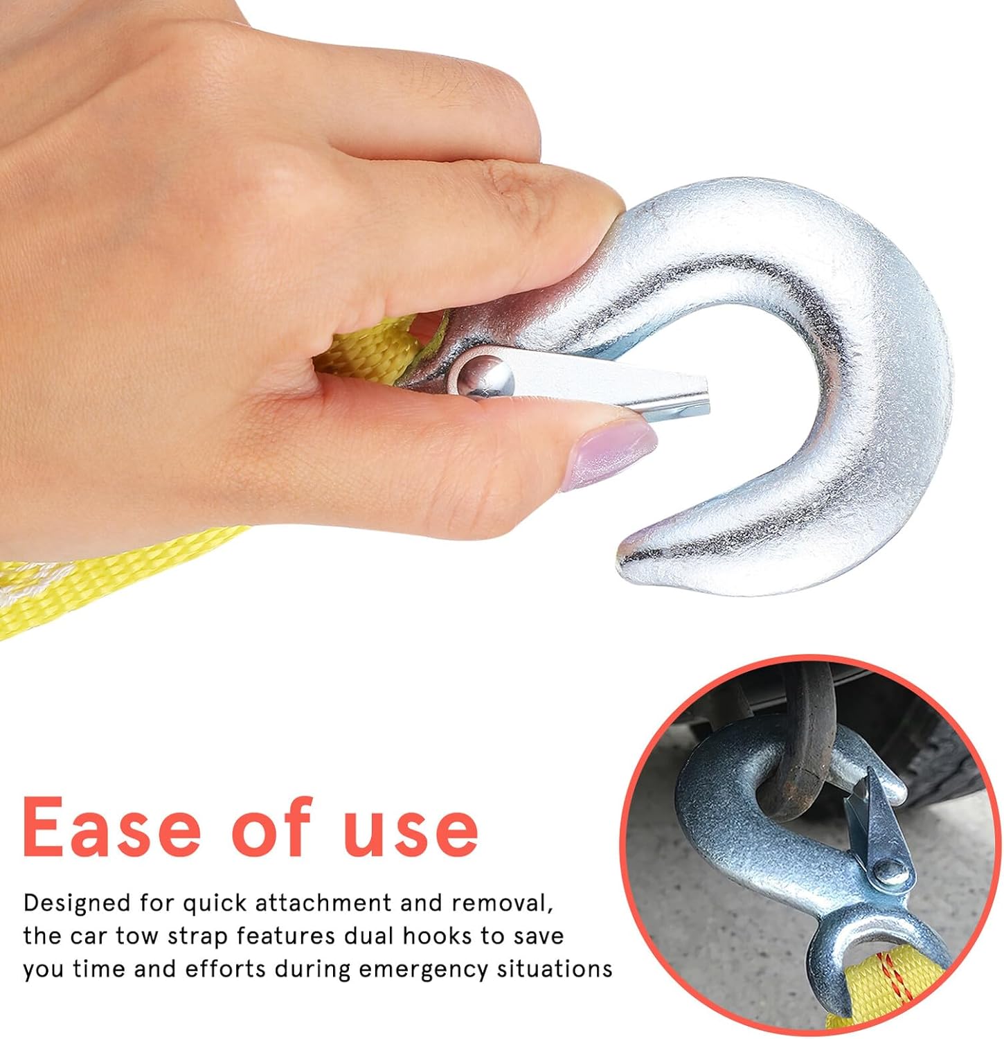 Heavy Duty Car Tow Strap 6m 9t Polyester Rope with Safety Hooks for Vehicle Trailer Tie and Automotive Towing Accessories