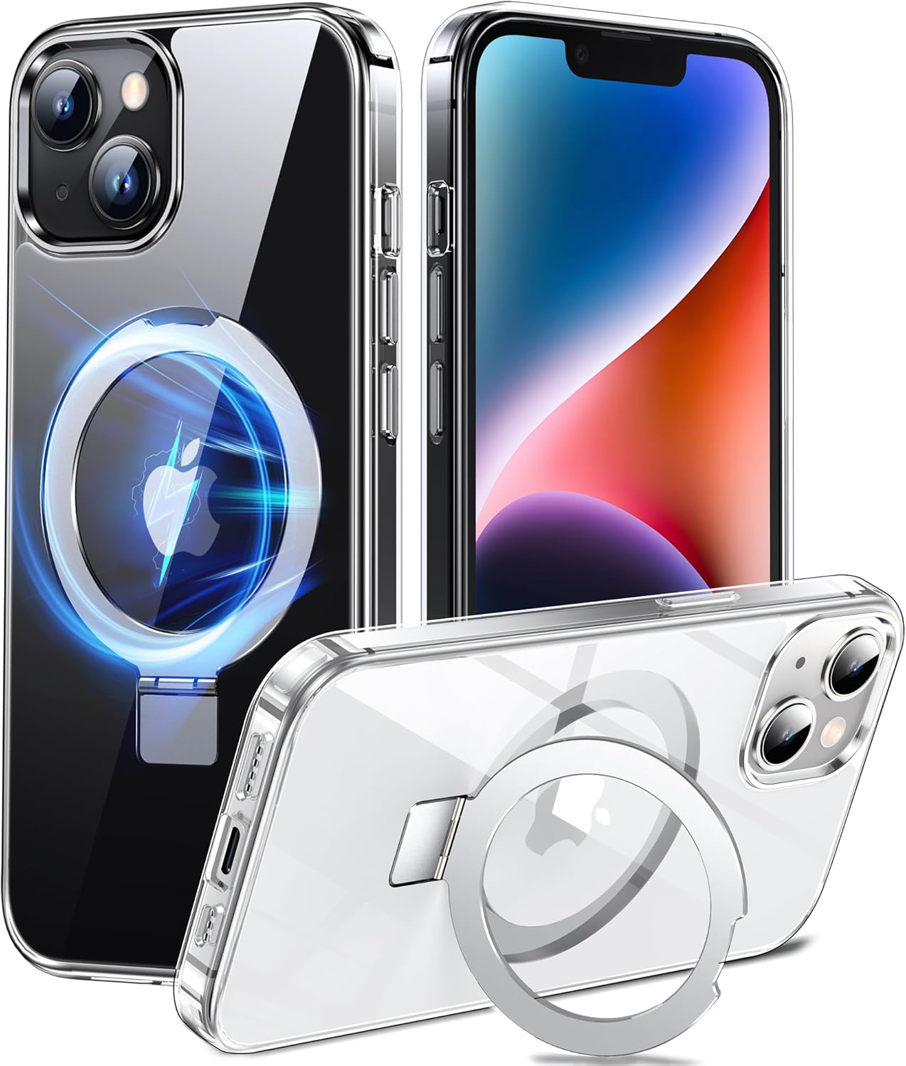 Chicfun 3-in-1 [Magnetic+Kickstand+Ring Holder] for iPhone 13 Case, iPhone 14 Case Compatible with MagSafe, Phone Case iPhone 13/14 with Stand Military Shockproof Protective Magnetic Cover