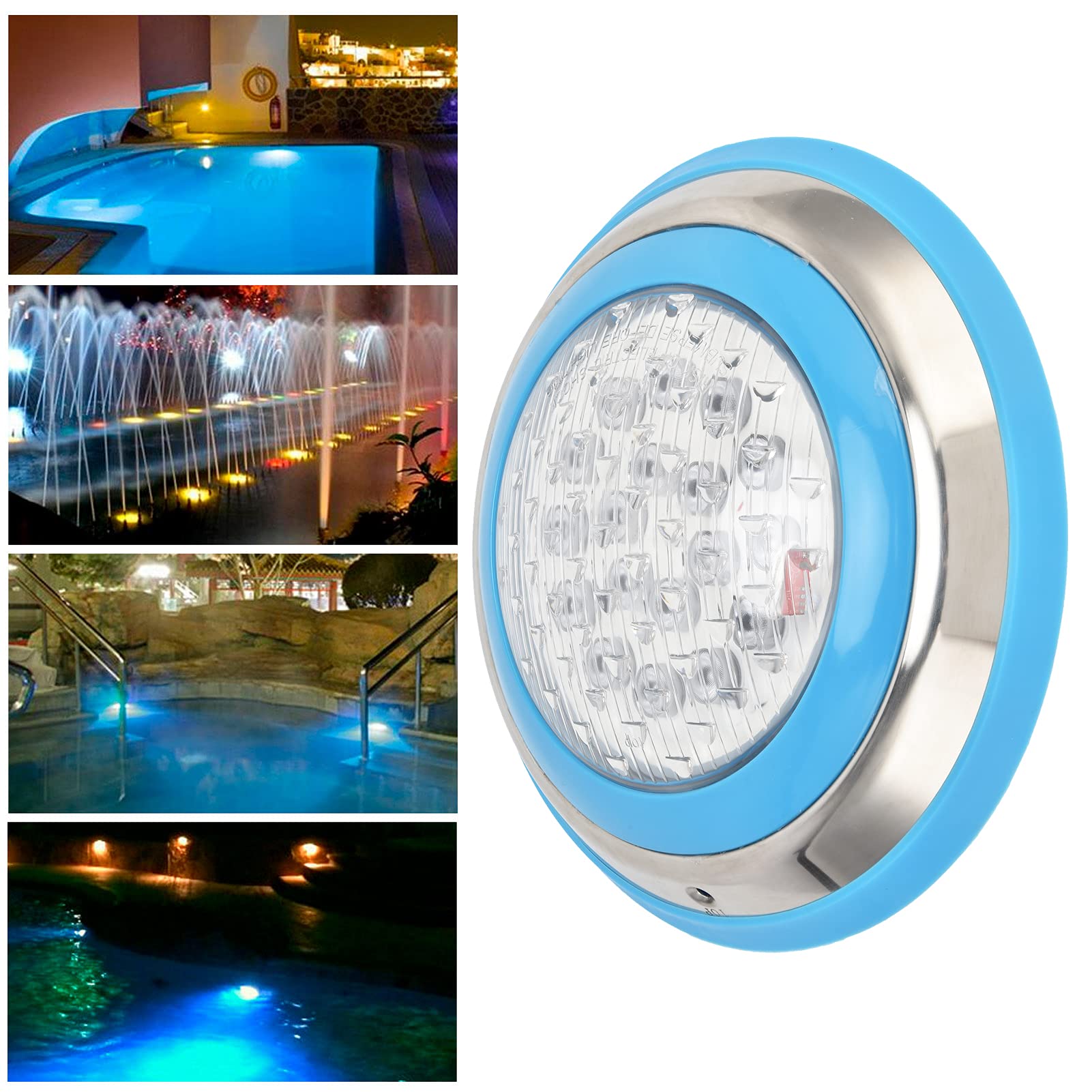 Sxhlseller LED Unterwasserleuchte für Schwimmbecken, IP68 Wasserdicht, 54W (5400LM) AC12V, Edelstahl Außenwandlampe für Hotel, Aquarium, Pool