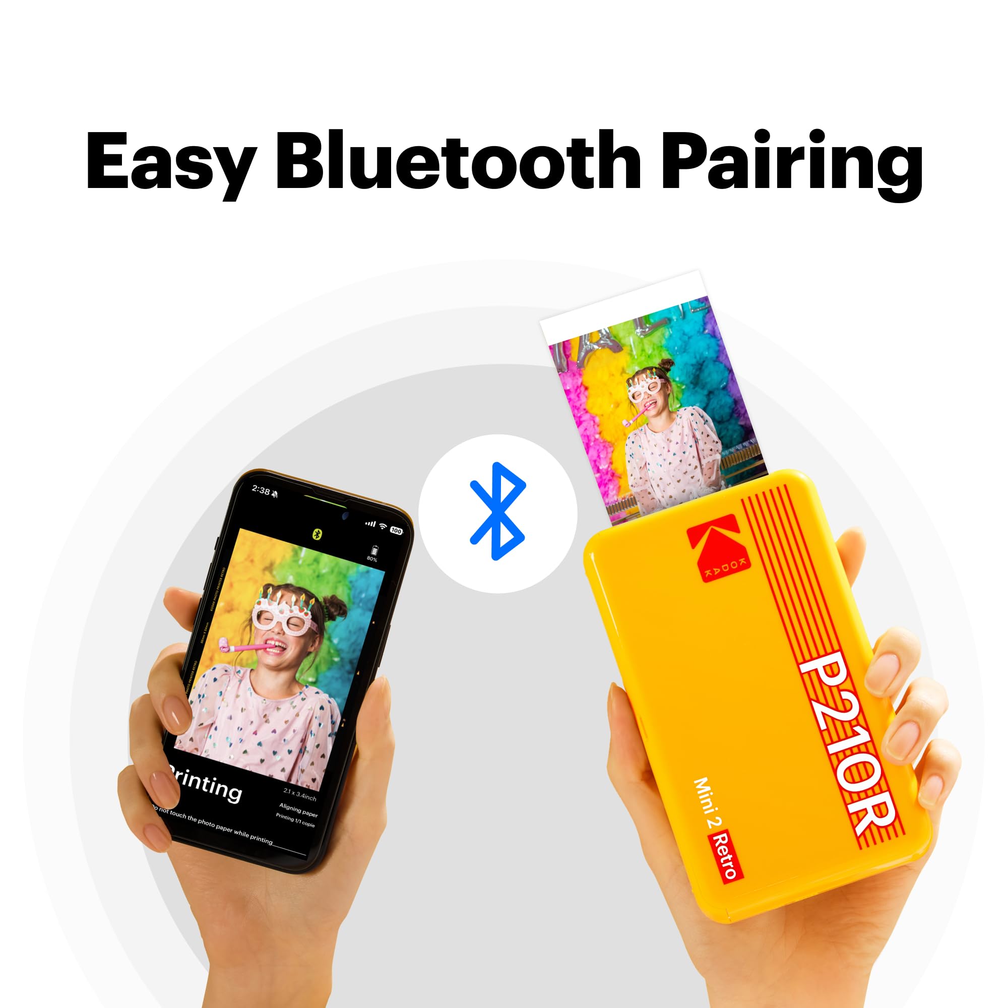 KODAK Mini 2 Retro 5,3 x 8,6 cm Tragbarer Fotodrucker Bluetooth Smartphone Drucker 4PASS Farbsublimation