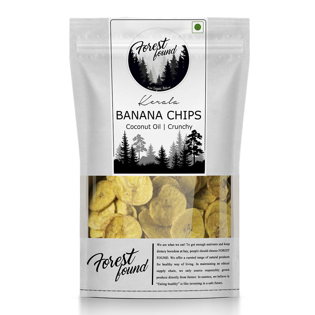 Forest Found Fresh Kerala Banana Chips Snacks Fried in Coconut Oil | Made by Vacuum Frying Technology (900 Gram)