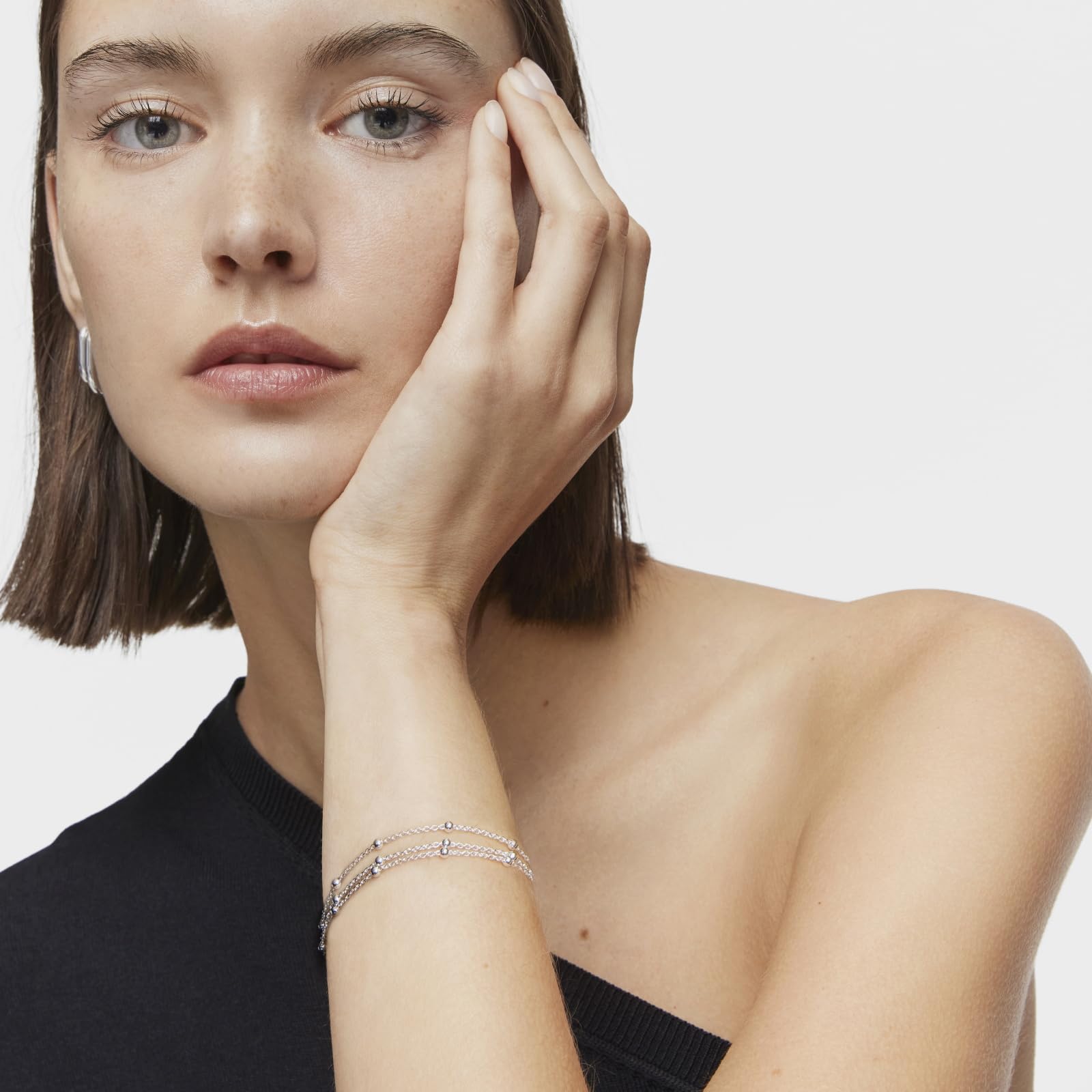 TOUS Pulsera Triple Cadena para Mujer de Plata de Primera Ley, Colección Basics