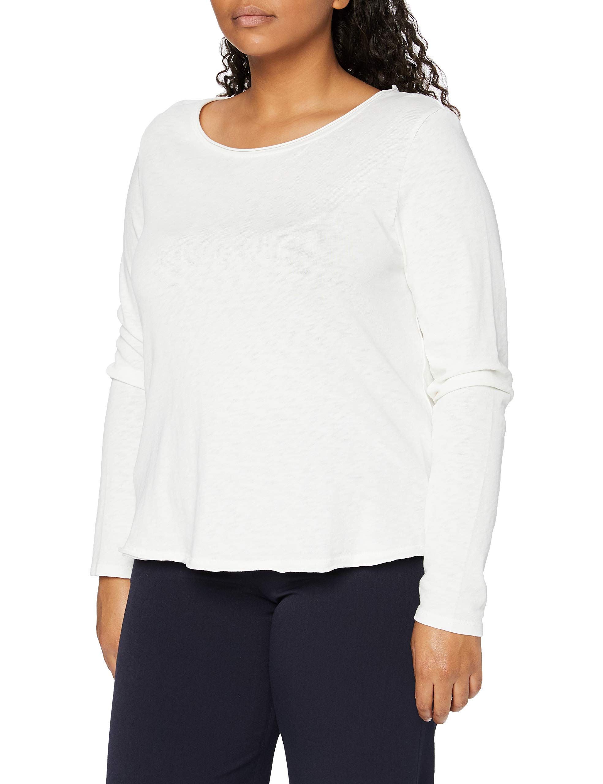 Marc O'Polo Denim Damen Langarmshirt aus Bio-Baumwolle mit U-Boot-Ausschnitt, Weiß (Scandinavian White), XXL