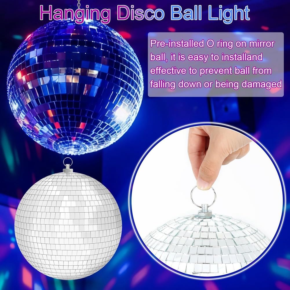 Boule Disco à Suspendre de 7,8 Pouces, Boule Disco Lumineuse à LED, Boule Disco Rotative, Décorations pour Fêtes en Intérieur