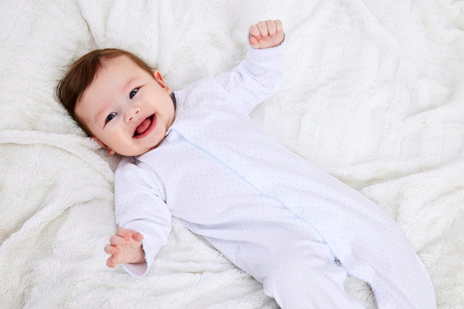 Kissy Kissy Baby Boys and Girls 100% Pima Cotton New Kissy Dots Print Snap Front Footie Pajamas, Newborn to 9 Months