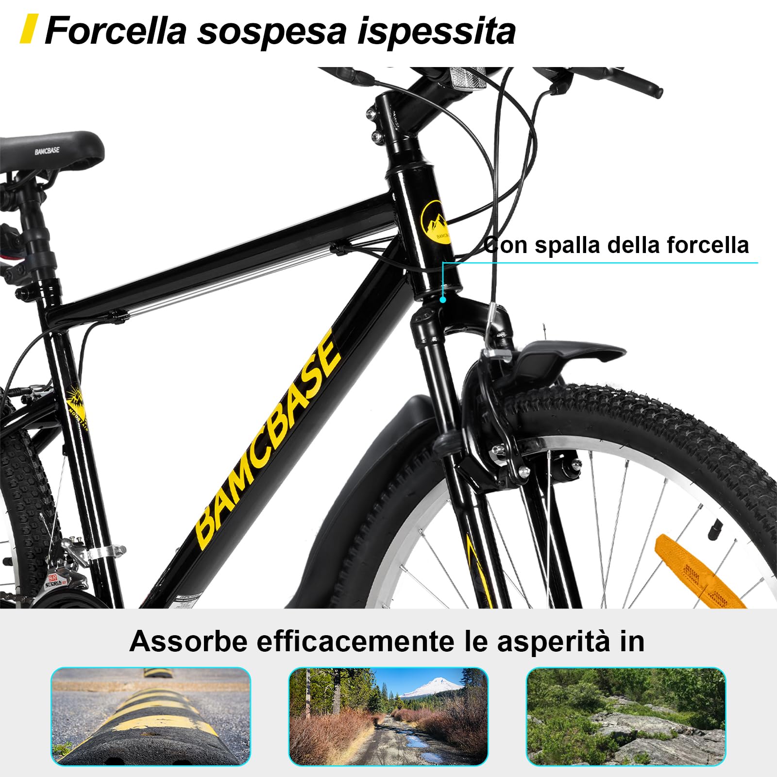 Hiland Mountain Bike 26/27,5 Pollici, 18 Marce Mountain Bike, Freni V-Brake, MTB per Uomini e Donne, Adulti, Colore Nero/Blu/Grigio