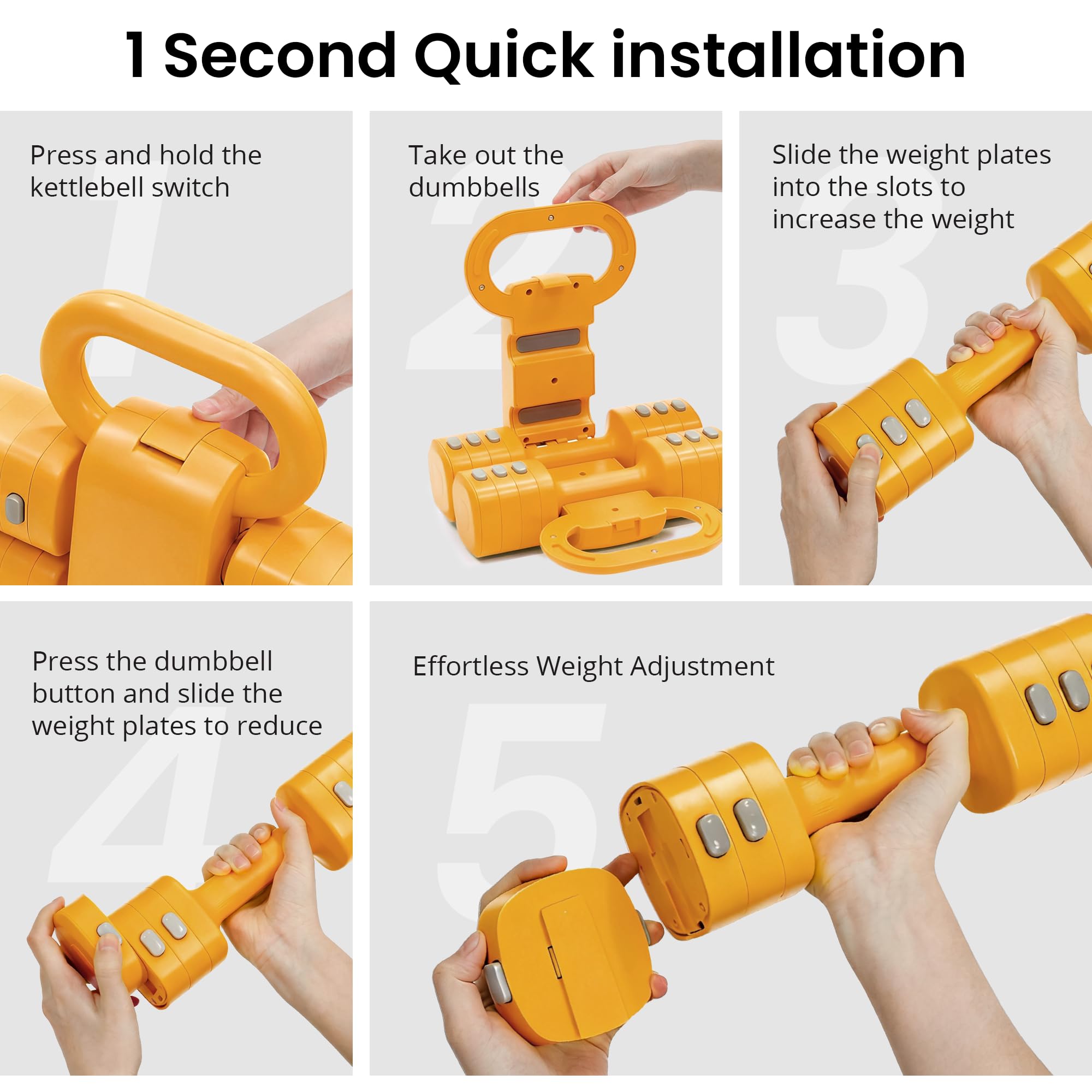 Juego de mancuernas ajustables 2 en 1 para mujer, 4 niveles (1kg a 5.5kg), pesas de gimnasio en casa para mujeres en casa, mancuernas de fitness