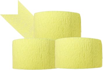 K-Kraft USA-Made Hanging Decorative Crepe Paper Streamers for Birthday, Party, Holiday, School, Wedding, Shower, or Graduation 3 Rolls Light Yellow