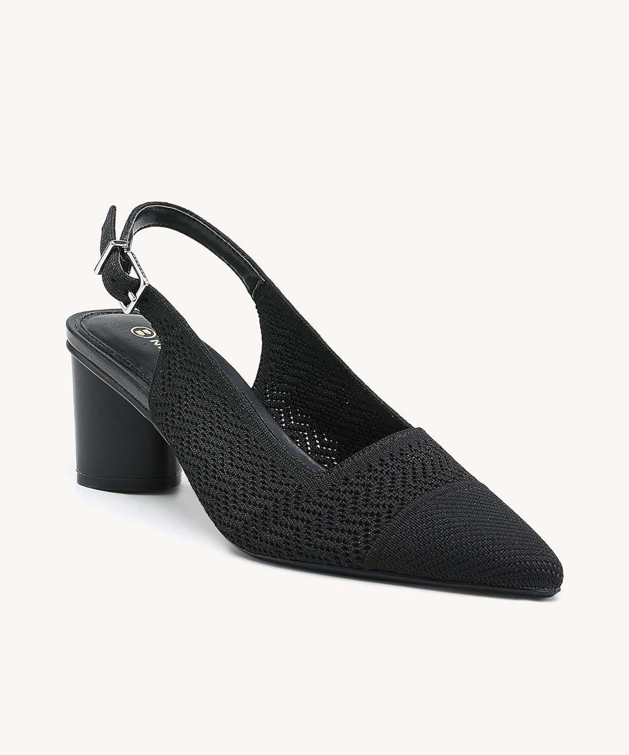 NEWBELLA Women's Knit Ankle Strap Pumps - Pointed Toe Slingback Block Heels, Breathable Office & Party Heels with Chunky Heel for All-Day Comfort - Image 6