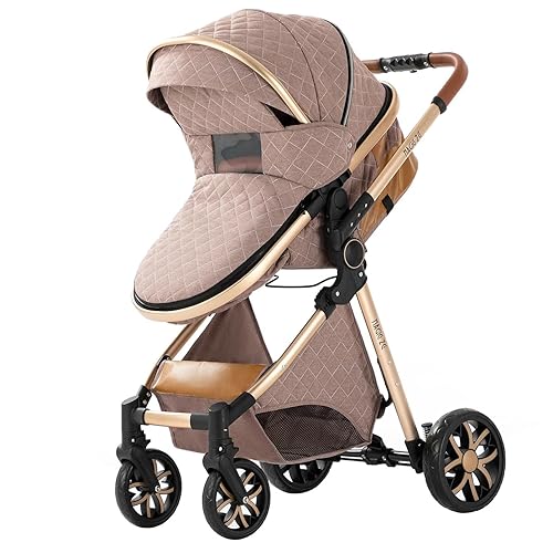 Miniatura 5 de Cochecito de bebé moisés reversible de tamaño completo y asiento para niños pequeños, diseño plegable con toldo UPF 50+, protector de insectos,