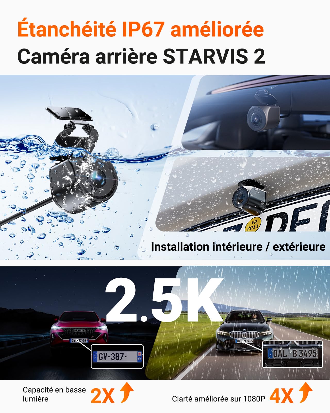 VANTRUE N4 Pro S 3 STARVIS 2 Dashcma Voiture 4K+ 1080P+ 1440P 5GHz WiFi PlatePix™ Caméra embarquée Infrarouge GPS 360°HDR Mode Parking Tampon,Commande Vocale en français, LTE Optionel, Max 1To