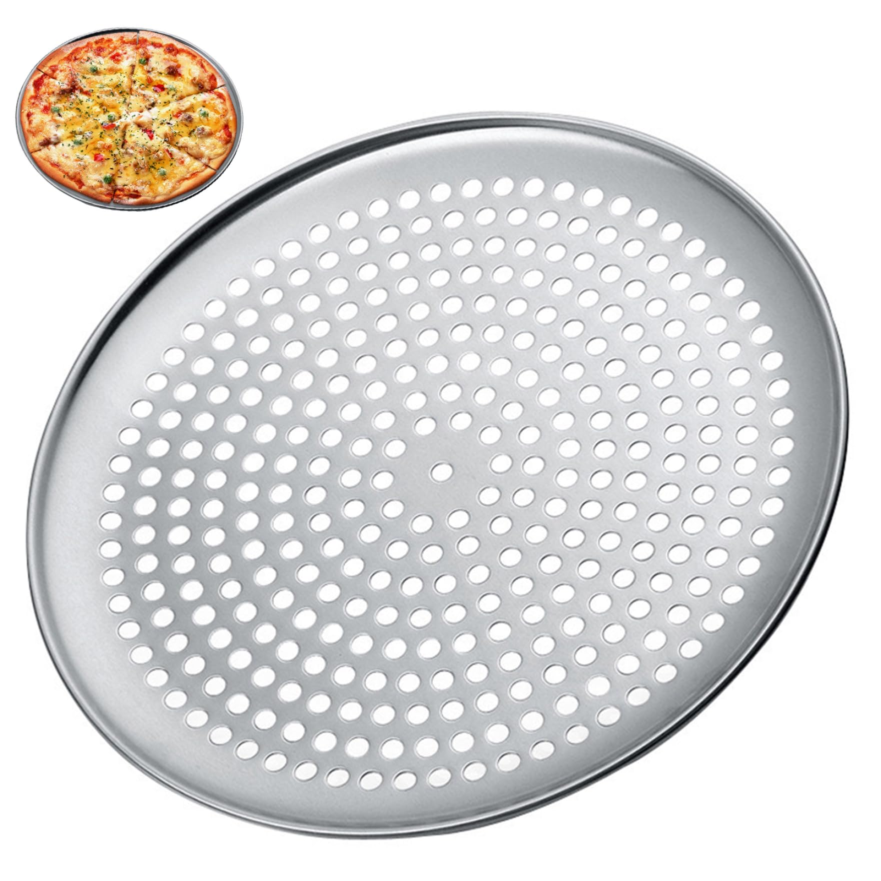 Nukinp Pizza Pan With Holes, Round Pizza Pan 16 Inch Nonstick Steel Tray with Perforated Holes for Baking Pie Crisper Server