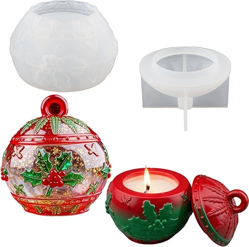 Miniatura 9 de Molde de resina de tarro de Navidad de copo de nieve de silicona, molde de tarro moldes de resina epoxi de Navidad, moldes de silicona de copo de