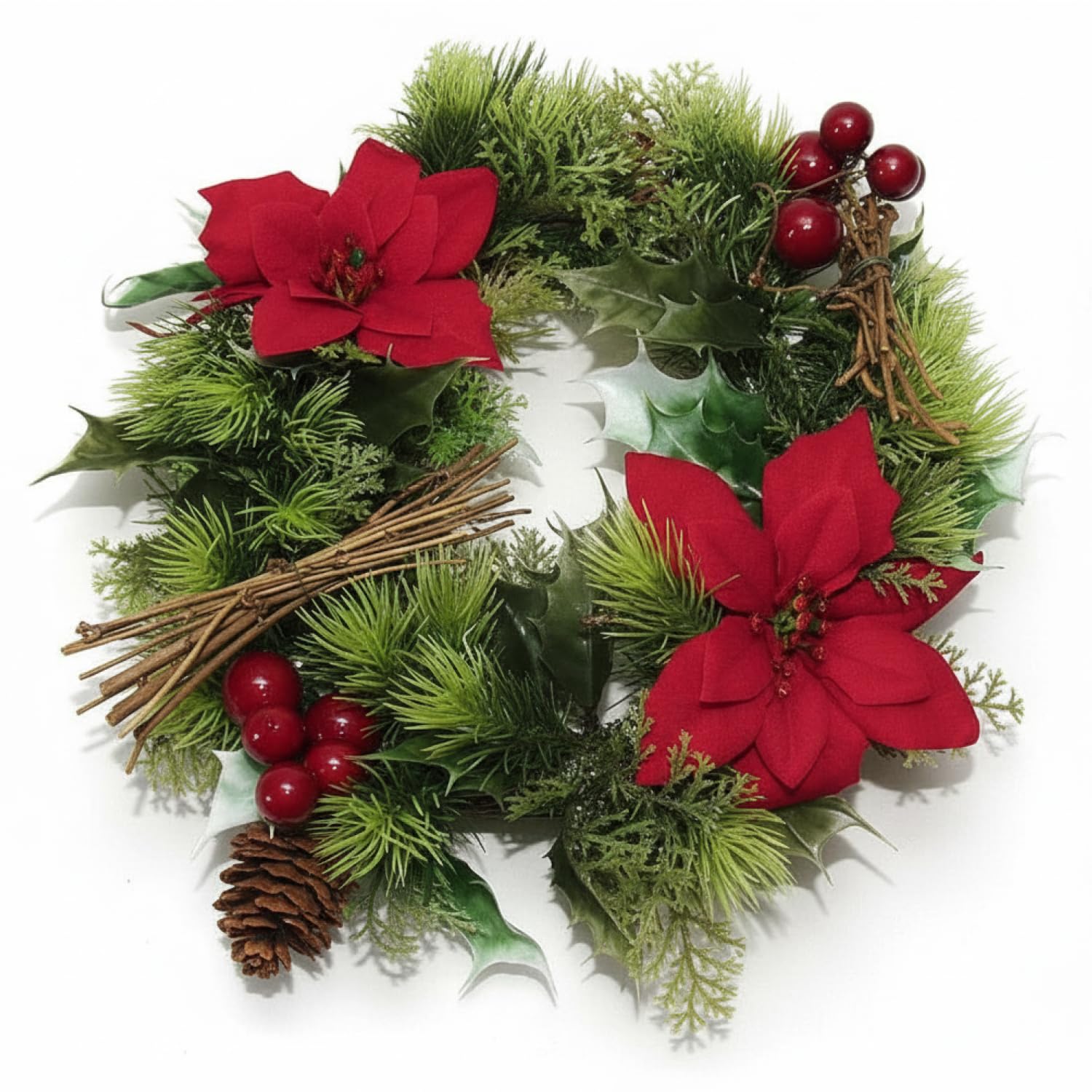 Couronne de Noël poinsettias résistante aux intempéries pour une décoration extérieure