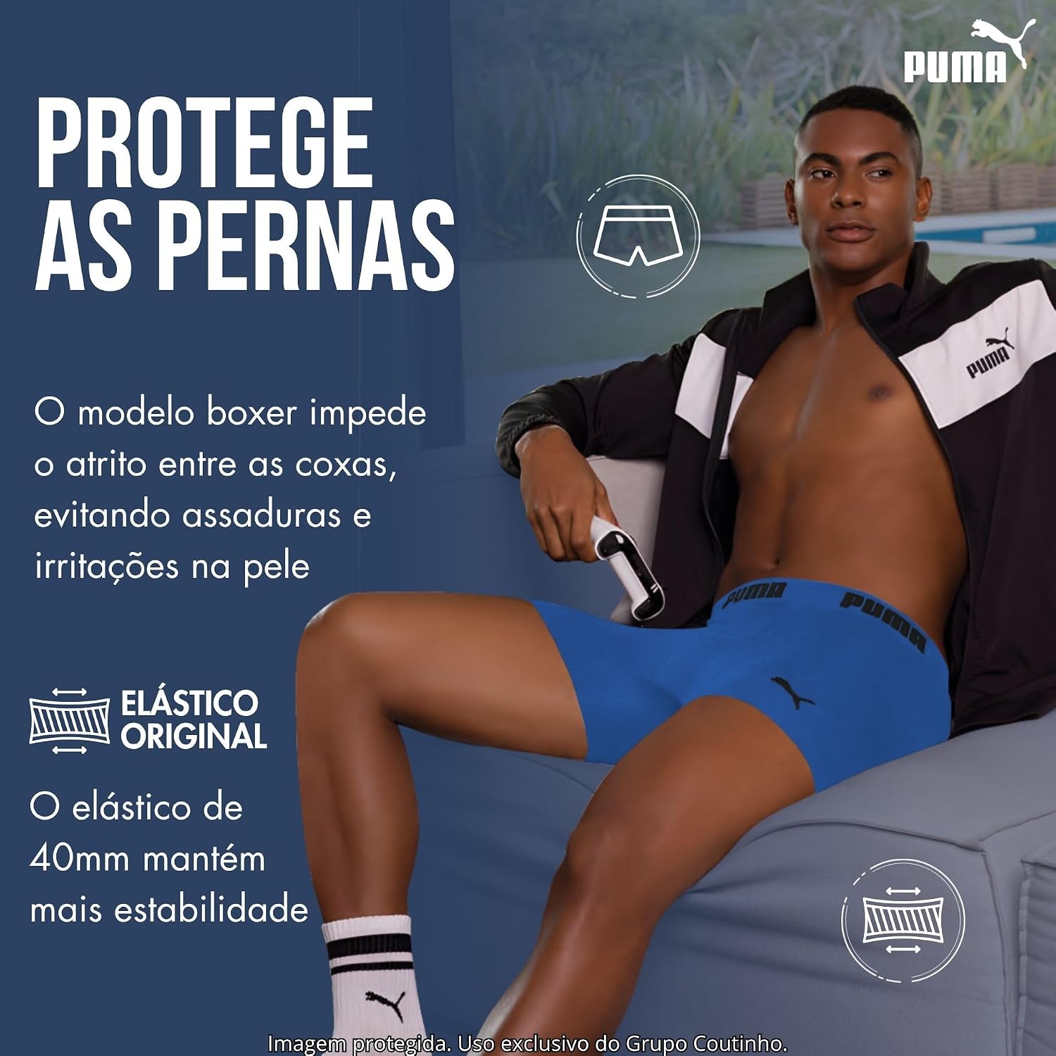 Cueca Boxer Puma Sem Costura Poliamida Sport Dry Fit Masculina