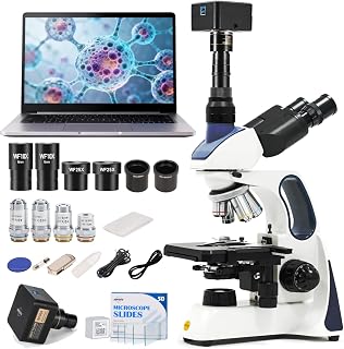 Swift SW400 삼안 복합 현미경, 스위프트캠 5MP 카메라 포함 | 40X-2500X, 인피니티 무색 대물렌즈, 기계 단계, 실험실 및 연구를 위한 연구 등급