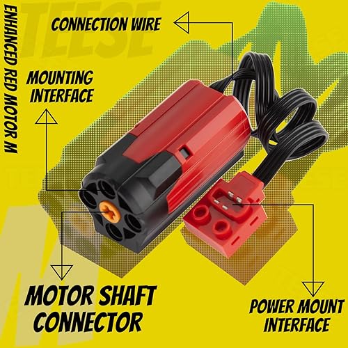 Miniatura 5 de TEESE Juego de motor técnico de 46 piezas con motor de monstruo rojo, cable de extensión de caja de batería, compatible con Lego-Technic-Parts