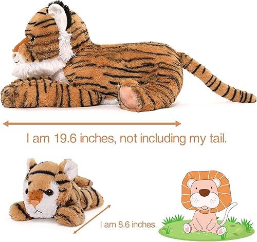 Miniatura 8 de MaoGoLan Animales de peluche grandes de tigre para niños peluche de mamá tigre con 3 tigres pequeños 4 animales de peluche a granel para colección