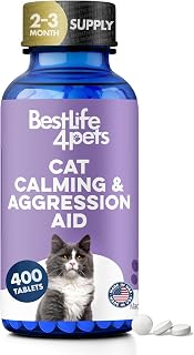 Anti Aggression for Cats Calming Remedy, A Natural Diffuser and Cat Calming Aid for Stress, Spiteful Spraying, Scratching & Territorial Behavior, Non-Drowsy, 400 Odorless, Tasteless Pills