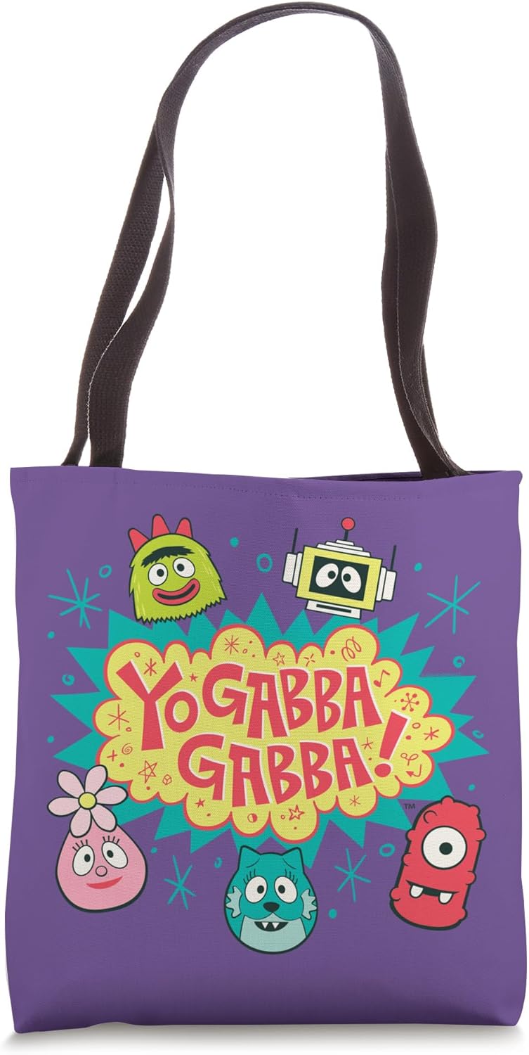 Yo Gabba Gabba! Logo with Character Heads TV Show Tote Bag