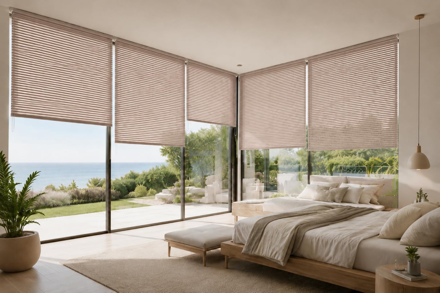 Estoralis Robert - Store Enrouleur Tamisant Rayures, 130 x 190 cm, Taupe