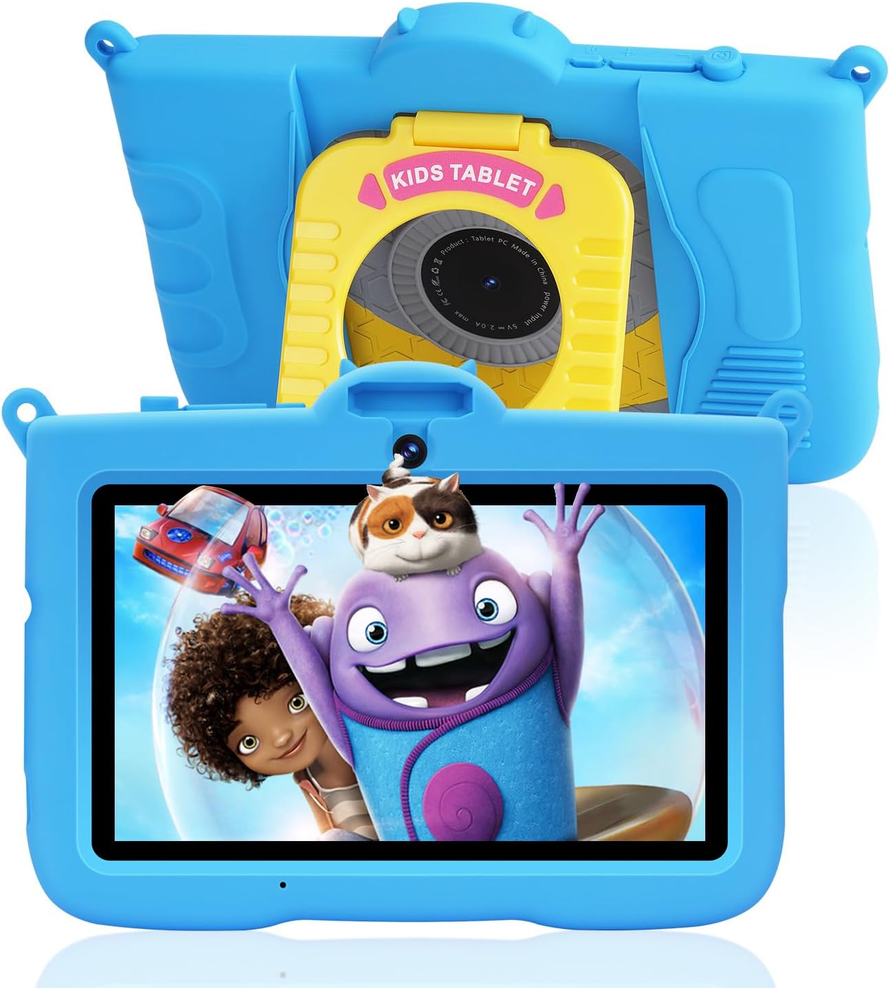 Tablette pour enfants, tablette Android 7 pouces pour enfants, 8 Go de RAM 64 Go de ROM 256 Go, tablettes pour tout-petits avec étui antichoc, contrôle parental, espace pour enfants, double caméra, WiFi, apprentissage, jeux (bleu)