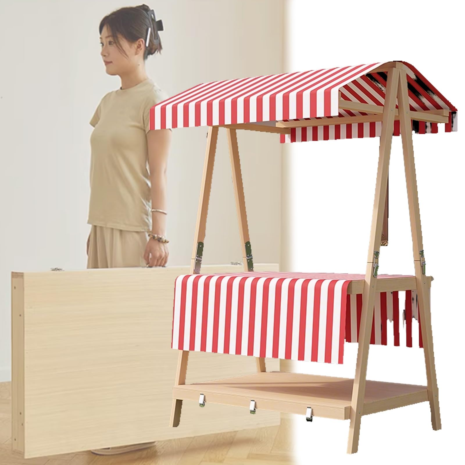 Carrello portatile di vendita con il baldacchino, cabina mobile del venditore dello street food per la fiera fiera del mestiere del mercato del festival