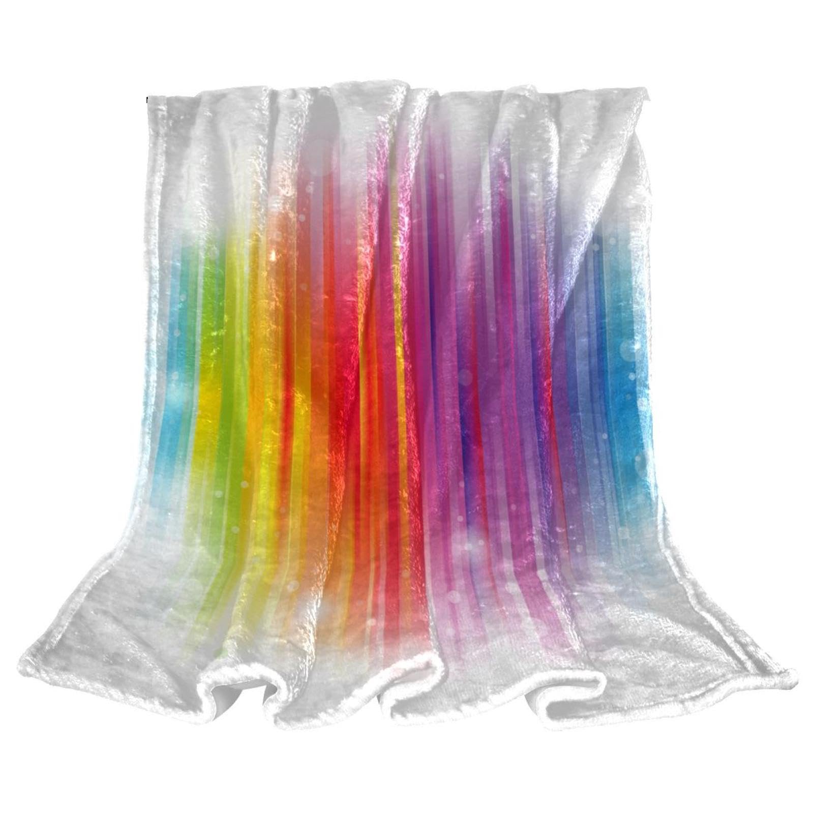 Couverture polaire arc-en-ciel pour des soirées cocooning douillettes sur votre canapé 150x130cm